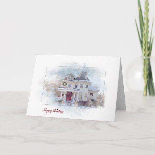 Victoriaans kersthuis kaart (Voorkant)