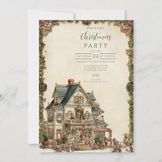 Victoriaans kersthuis kaart (Voorkant)