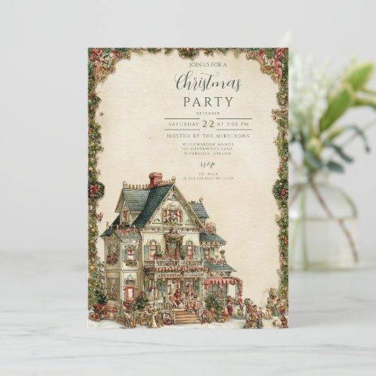 Victoriaans kersthuis kaart (Staand voorkant)
