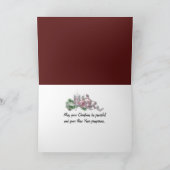 Victoriaans kersthuis met oude auto feestdagen kaart (Binnen)