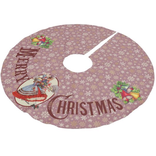 Victoriaans kerstinkopen | Paars Kerstboom Rok (Gekanteld)