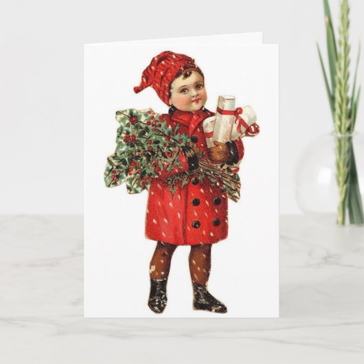  Victoriaans kerstjongen, Feestdagen Kaart (Voorkant)