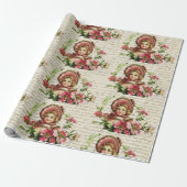  Victoriaans kerstkaards roze druppels Cadeaupapier (Uitgerold)