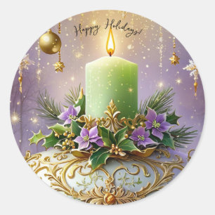 Victoriaans kerstkaars ronde sticker