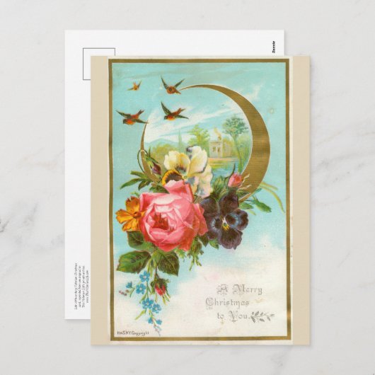 Victoriaans kerstkaart briefkaart (Voorkant / Achterkant)