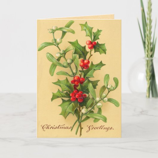 Victoriaans Kerstkaart Feestdagen Kaart (Voorkant)