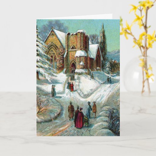 Victoriaans kerstkaart kaart (Gele Bloem)