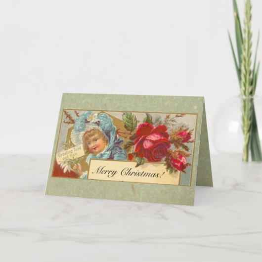 Victoriaans kerstkaart met gedicht feestdagen kaart (Voorkant)