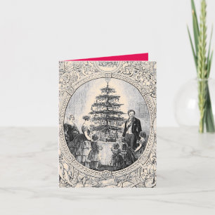 Victoriaans kerstkaart Victoria & Edward w/tree Feestdagen Kaart