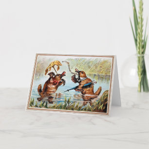 Victoriaans kerstkaart voor eenden feestdagen kaart