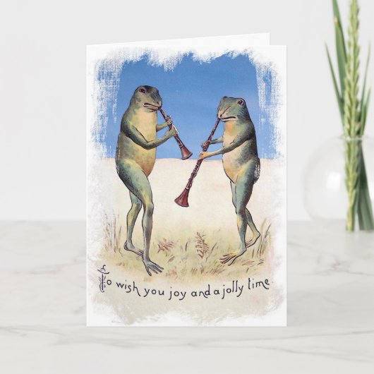 Victoriaans kerstkaart voor muziekkikkikkers feestdagen kaart (Voorkant)