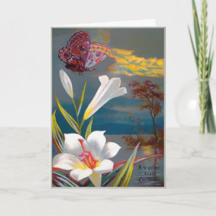 Victoriaans kerstkaart voor vlinders feestdagen kaart