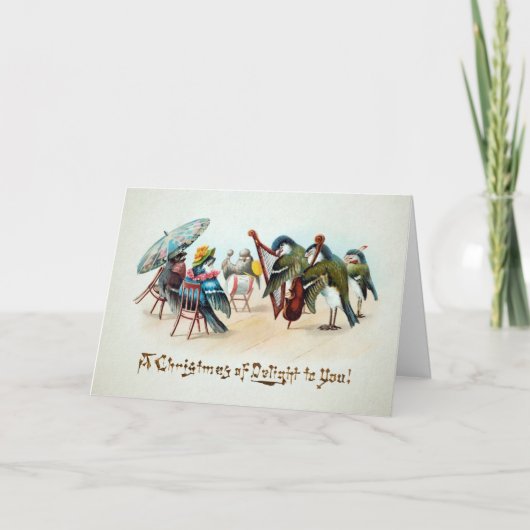 Victoriaans kerstkaart voor vogels feestdagen kaart (Voorkant)