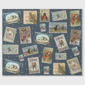 Victoriaans kerstkaarten voor volwassenen cadeaupapier (Vlak)