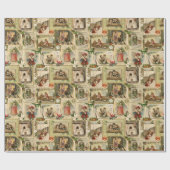  Victoriaans kerstkaartje Collage Cadeaupapier (Vlak)