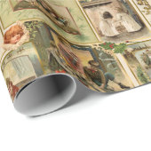  Victoriaans kerstkaartje Collage Cadeaupapier (Rol Hoek)