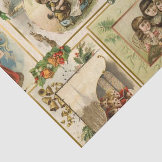  Victoriaans kerstkaartje Collage Tissuepapier (Detail)