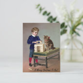 Victoriaans kerstkat briefkaart (Staand voorkant)