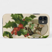 Victoriaans Kerstkatje in hulst antiek tabby Case-Mate iPhone Case (Achterkant (horizontaal))