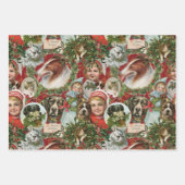 Victoriaans kerstkatten en hondenbont inpakpapier vel (Voorkant 2)