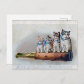 Victoriaans kerstkatten feestdagenkaart (Voorkant / Achterkant)