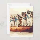 Victoriaans kerstkatten feestdagenkaart (Voorkant / Achterkant)