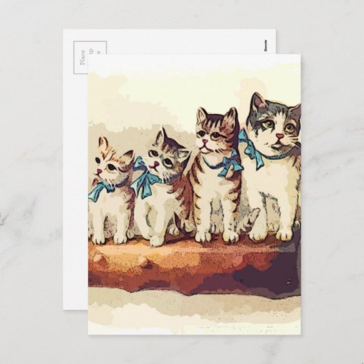 Victoriaans kerstkatten feestdagenkaart (Voorkant / Achterkant)