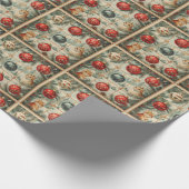  Victoriaans Kerstkatten Ornamenten Pine Cadeaupapier (Hoek)