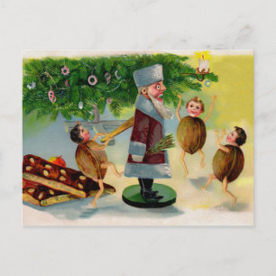 Victoriaans kerstkerst met de kerstman Briefkaart