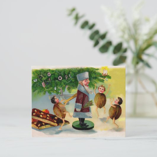  Victoriaans kerstkerst met de kerstman Briefkaart (Staand voorkant)