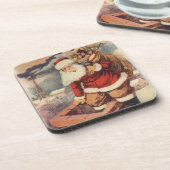 Victoriaans kerstkerstkerstkerstbedekking in Chimn Bier Onderzetter (Linkerzijde)