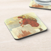 Victoriaans kerstkerstkerstkerstbedekking in Chimn Bier Onderzetter (Linkerzijde)