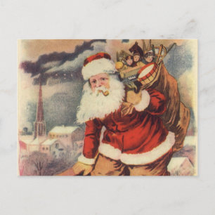 Victoriaans kerstkerstkerstkerstbedekking in Chimn Feestdagenkaart