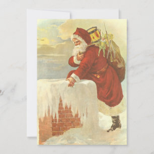 Victoriaans kerstkerstkerstkerstbedekking in Chimn Feestdagenkaart