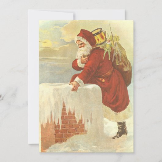 Victoriaans kerstkerstkerstkerstbedekking in Chimn Feestdagenkaart (Voorkant)