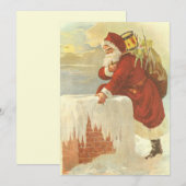 Victoriaans kerstkerstkerstkerstbedekking in Chimn Feestdagenkaart (Voorkant / Achterkant)