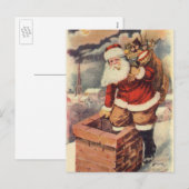 Victoriaans kerstkerstkerstkerstbedekking in Chimn Feestdagenkaart (Voorkant / Achterkant)