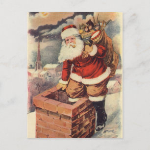 Victoriaans kerstkerstkerstkerstbedekking in Chimn Feestdagenkaart