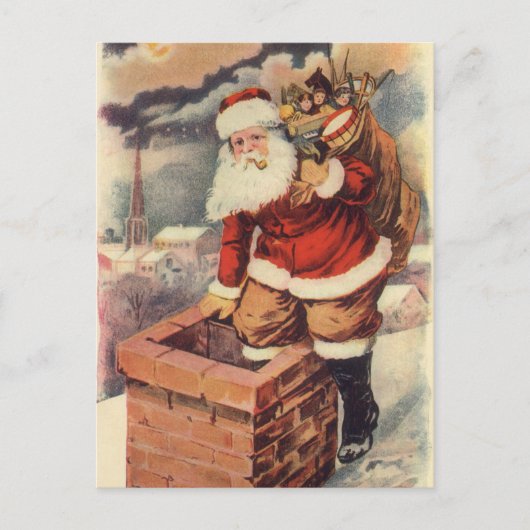 Victoriaans kerstkerstkerstkerstbedekking in Chimn Feestdagenkaart (Voorkant)