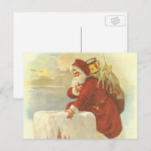 Victoriaans kerstkerstkerstkerstbedekking in Chimn Feestdagenkaart (Voorkant / Achterkant)