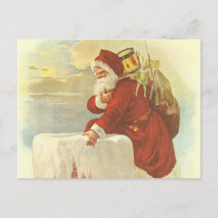 Victoriaans kerstkerstkerstkerstbedekking in Chimn Feestdagenkaart