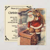 Victoriaans kerstkerstkerstkerstbedekking in Chimn Feestdagenkaart (Voorkant / Achterkant)