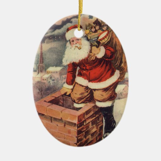 Victoriaans kerstkerstkerstkerstbedekking in Chimn Keramisch Ornament (Voorkant)
