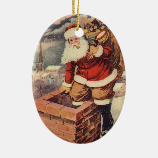 Victoriaans kerstkerstkerstkerstbedekking in Chimn Keramisch Ornament (Achterkant)