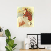 Victoriaans kerstkerstkerstkerstbedekking in Chimn Poster (Thuiskantoor)