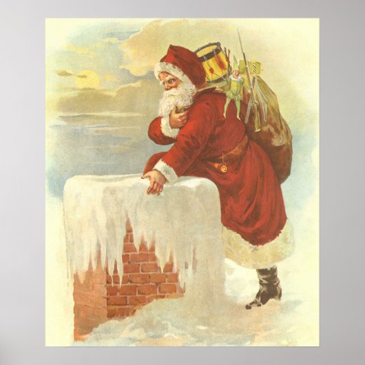 Victoriaans kerstkerstkerstkerstbedekking in Chimn Poster (Voorkant)