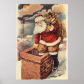 Victoriaans kerstkerstkerstkerstbedekking in Chimn Poster (Voorkant)