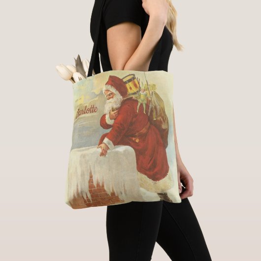 Victoriaans kerstkerstkerstkerstbedekking in Chimn Tote Bag (Dichtbij)