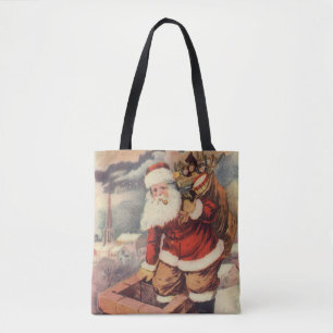 Victoriaans kerstkerstkerstkerstbedekking in Chimn Tote Bag