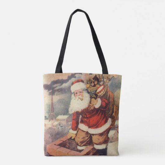 Victoriaans kerstkerstkerstkerstbedekking in Chimn Tote Bag (Achterkant)